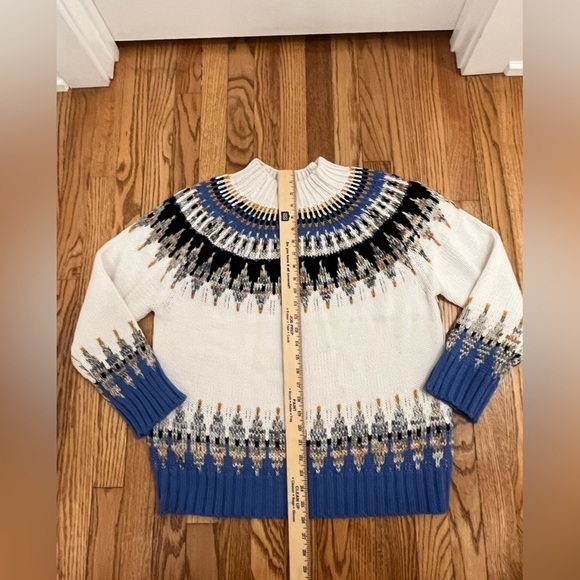 NWT Mens Pullover Sweater S XL Aztec Blue and White Mock Neck - Picture 6 of 10